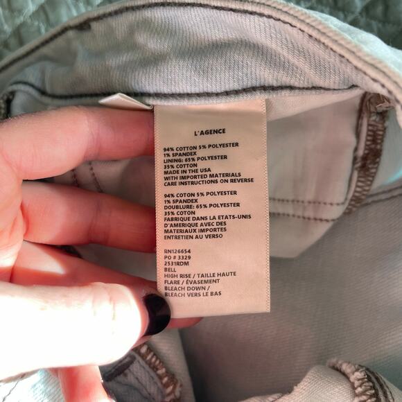 NWT L'Agence Bell High Rise Flare Bleach Down Size 25 Light Blue Stretch Denim - Picture 16 of 16